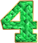 Emerald Number Four PNG Clip Art Image