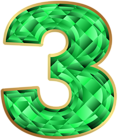 Emerald Number Three PNG Clip Art Image
