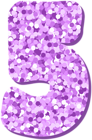 Five 5 Number Violet Glitter PNG Clipart