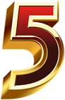 Five Gold Red Number PNG Clip Art