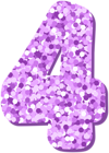 Four 4 Number Violet Glitter PNG Clipart