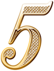 Gold Deco Number Five PNG Clipart Image