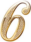Gold Deco Number Six PNG Clipart Image