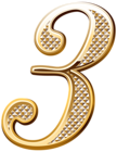 Gold Deco Number Three PNG Clipart Image