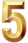 Gold Number Five PNG Clipart Image