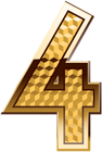 Gold Number Four PNG Clip Art Image