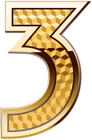 Gold Number Three PNG Clip Art Image