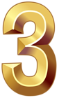 Gold Number Three PNG Clipart Image