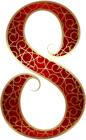 Gold Red Number Eight PNG Clip Art Image