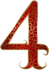 Gold Red Number Four PNG Clip Art Image