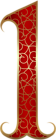 Gold Red Number One PNG Clip Art Image