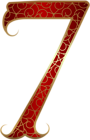 Gold Red Number Seven PNG Clip Art Image