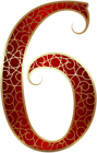 Gold Red Number Six PNG Clip Art Image