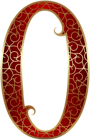 Gold Red Number Zero PNG Clip Art Image