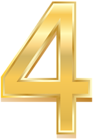 Gold Style Number Four PNG Clip Art Image