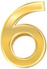 Gold Style Number Six PNG Clip Art Image