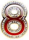 Gold and Red Number Eight PNG Clipart Image
