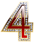 Gold and Red Number Four PNG Clipart Image