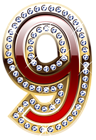 Gold and Red Number Nine PNG Clipart Image