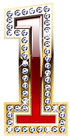 Gold and Red Number One PNG Clipart Image