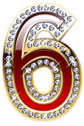 Gold and Red Number Six PNG Clipart Image