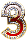 Gold and Red Number Three PNG Clipart Image