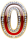 Gold and Red Number Zero PNG Clipart Image