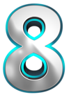 Metallic and Blue Number Eight PNG Clipart Image