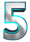 Metallic and Blue Number Five PNG Clipart Image