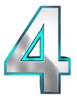 Metallic and Blue Number Four PNG Clipart Image