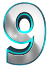 Metallic and Blue Number Nine PNG Clipart Image