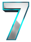 Metallic and Blue Number Seven PNG Clipart Image