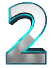 Metallic and Blue Number Two PNG Clipart Image