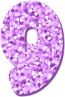 Nine 9 Number Violet Glitter PNG Clipart