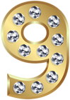 Nine Gold Number PNG Clip Art Image