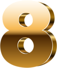 Number Eight 3D Gold PNG Clip Art Image
