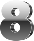 Number Eight 3D Silver PNG Clip Art Image
