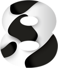 Number Eight Black White PNG Clip Art Image