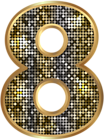 Number Eight Deco Gold PNG Clip Art Image