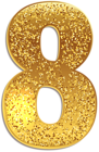 Number Eight Gold Shining PNG Clip Art Image