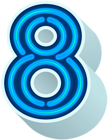 Number Eight Neon Blue PNG Clip Art Image