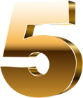Number Five 3D Gold PNG Clip Art Image