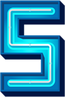 Number Five Blue Neon PNG Clip Art Image