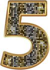 Number Five Deco Gold PNG Clip Art Image