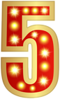 Number Five Glowing Red Clipart