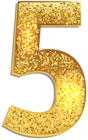 Number Five Gold Shining PNG Clip Art Image
