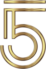 Number Five Golden PNG Clip Art Image