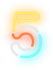 Number Five Neon Transparent Clip Art Image