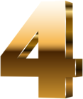 Number Four 3D Gold PNG Clip Art Image