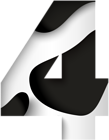 Number Four Black White PNG Clip Art Image